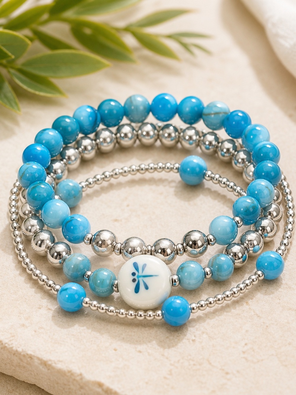 Custom Dragonfly Bracelet Stack - set of 3